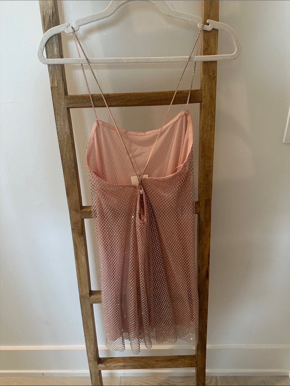 LoveShackFancy Pink Rhinestone Mesh Slip - Picture 3 of 4